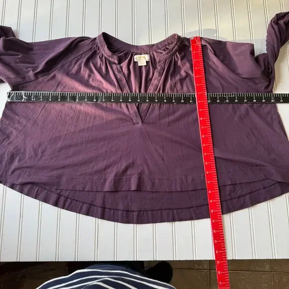 Anthropologie Maeve purple V-neck cropped oversized top Size M - Picture 9 of 10